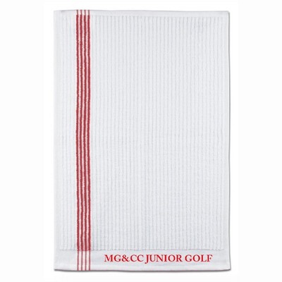 Junior Tour Caddy Golf Towel - White With Color Stripe - Screen Printed