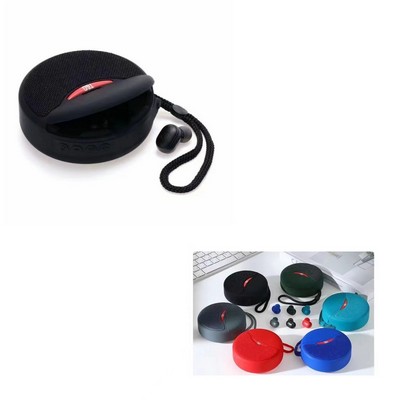 2-in-1 Portable Speaker and Wireless Earbuds