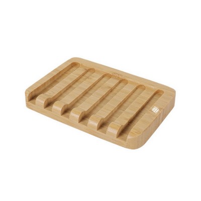 Slanted Waterfall Bamboo Wood Bar Soap Holder for Shower