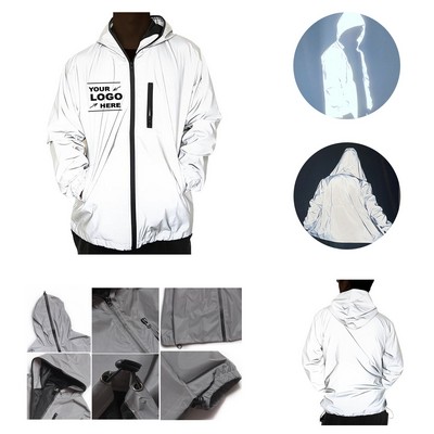 Reflective Hooded Runing Pocket Jacket