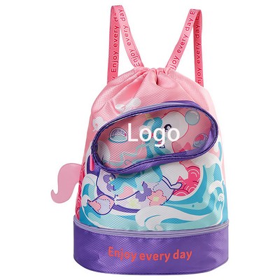 Cartoon Swimming Storage Drawstring Backpack