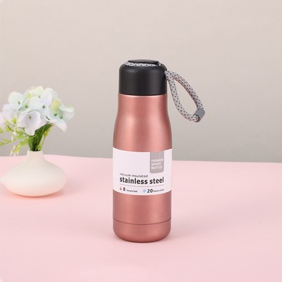 Outdoor Sports 14oz Cup Portable Stainless Steel Water Bottle with Lanyard