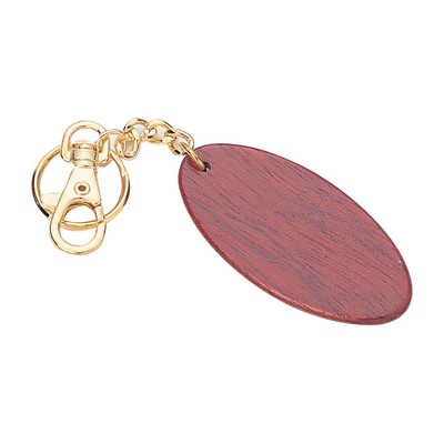 Short Oval Shaped Wooden Key Chain in Rosewood Finish