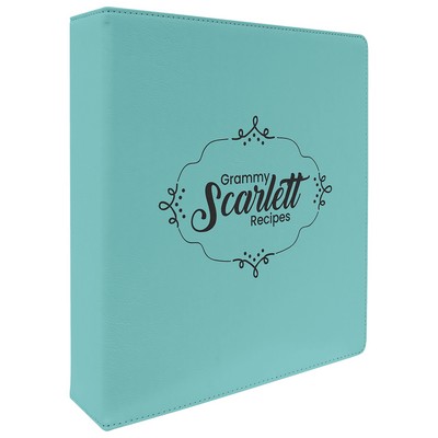 11" x 11 ½" Teal Leatherette 3-Ring Binder w/ 2" Slant D-Rings