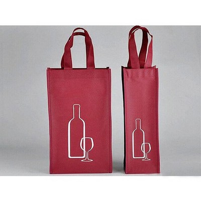 Non-Woven 2 Bottle Wine Tote Bag (7" X 11" X 3.5")