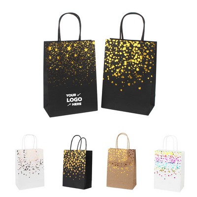 Gold Foil Small Kraft Bags With Handles