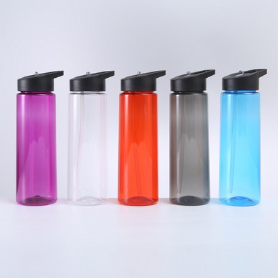 Portable 26oz Handheld Plastic Sports Bottle with Flip Top Straw