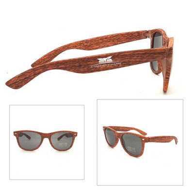 Wood Grain Pattern Frame Shade Sunglasses