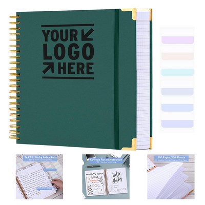 8.5 x 11 Inch 300-Page Hardcover Leather College Ruled Spiral Notebook