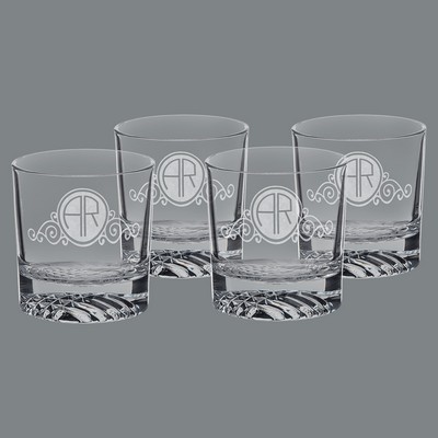 9 Ounce Round Rocks Glasses, Set of 4, 3-1/8"H