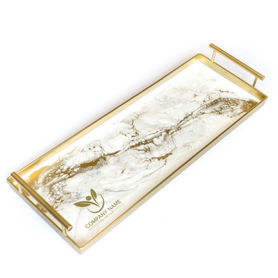 Gold Metal Rectangle Tray - Gold Quartz