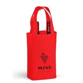 Two bottles wine bag 7"x13"x6" Full Gusset -Polycotton -Self fabric Handles