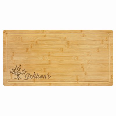 Bamboo Rectangle Cutting Board with Drip Ring, 23-3/4" x 12"