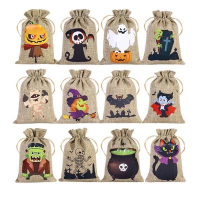 Halloween Burlap Treat Bags with Drawstrings