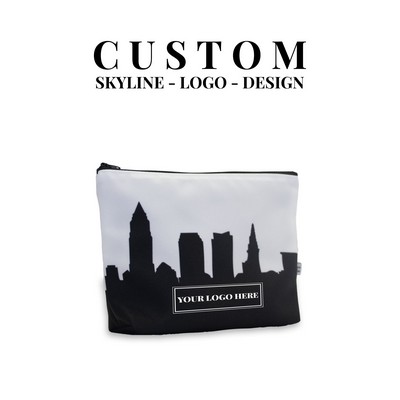 Custom Skyline Silhouette City Makeup Bag Pouch - Sublimated