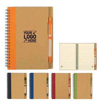 Sustainable Spiral Notebook with Kraft Cover Eco Friendly Promotional Gift