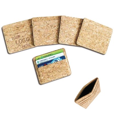 Cork Style PU Leather Card Holder with 3 Slots and Pocket