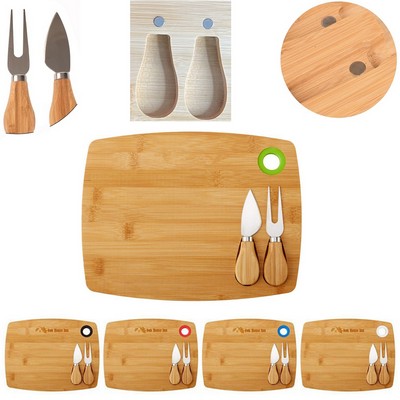 Cheese Board All Natural Bamboo with Knife Set of 3