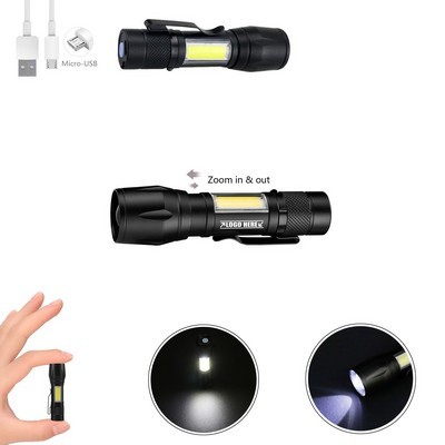 Zoom In-Out Flashlight w/Clip