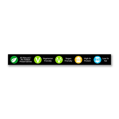 Highest quality High Impact Polystyrene (HIPS) -1.25x6-shelf strip. Full Color. Low Minimums