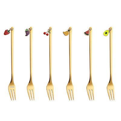 Fruits Charms Pendant Dessert Salad Fork