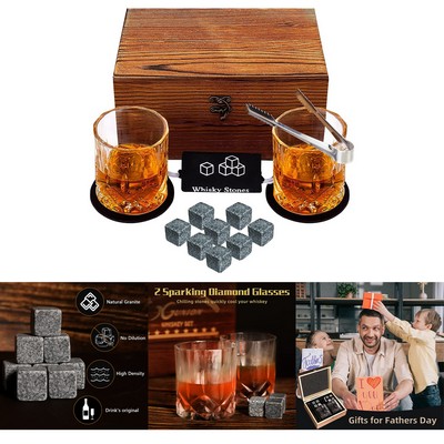 Whiskey Stones Gift Set for Men Dad Father's Day