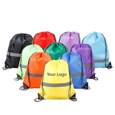 Reflective Polyester Drawstring Backpack