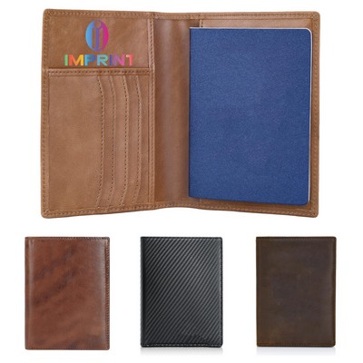 Leather Passport Holder Travel Bifold Wallet