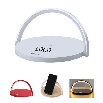 Portable Phone Holder Dimmable LED Night Light Touch Bedside Table Lamp Wireless Charger