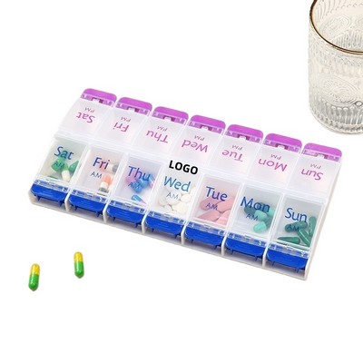 7-Day Push Button Pill Box with AM/PM Dosing