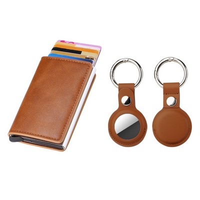 RFID Wallet +Key Chain w/ Air Tag Holder - Gift Set