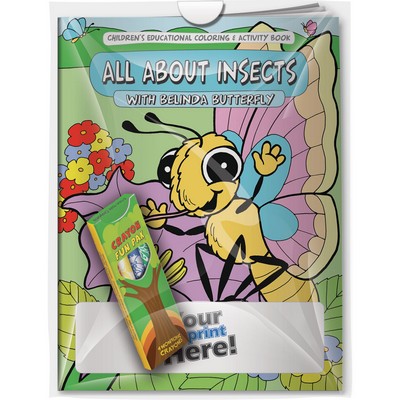 Combo Pack - CB1059 Coloring Book & 4-Pack of Crayons (Imprinted) in a Poly Bag