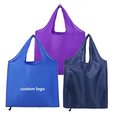 210T Foldable Polyester Tote Bag with Pouch