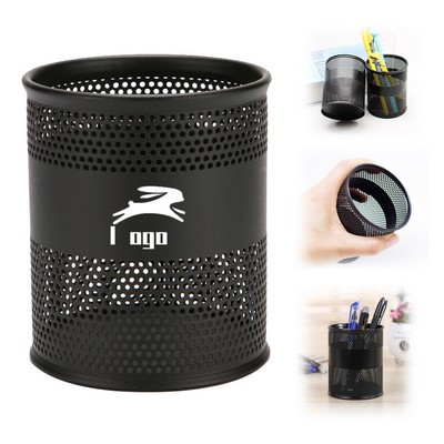 Round Mesh Pen Holder For Desk