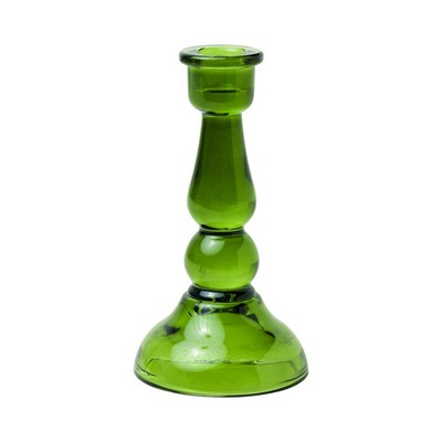 Tall Glass Taper Holder, Dark Green