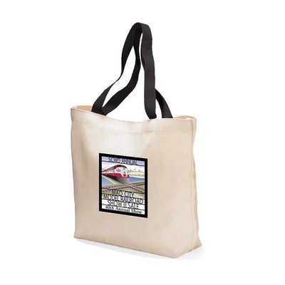 Colored Handle Tote - Black