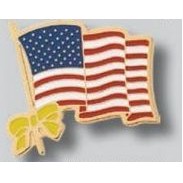 Photo Etch USA Flag Pin w/Yellow Bow (#2)