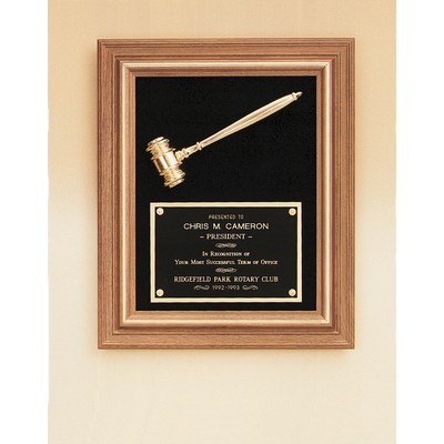 American Walnut Frame w/ Metal Gavel & Black Velour Background (15"x18")