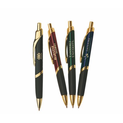 Intriad™ Ballpoint Pen w/Rubber Grip & Gold Appointments