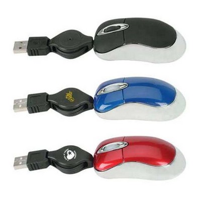 3D Super Mini Optical USB Mouse w/ Retractable Cord (3"x1 3/8")