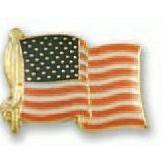 Patriotic Line USA Flag & Pole Die Struck Iron Lapel Pin w/ Epoxy