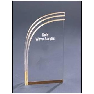 Gold Reflective Wave Design Acrylic Award - 4"x7"x1"