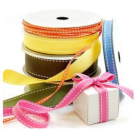 3/8" Grosgrain Fabric Ribbon w/Saddle Stitch Pattern