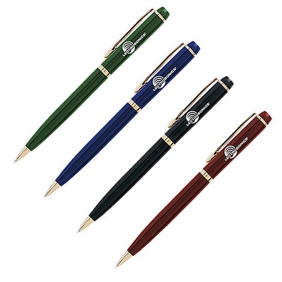 Arqus Brass Ballpoint Twist Pen w/Gold Clip & Link Accents