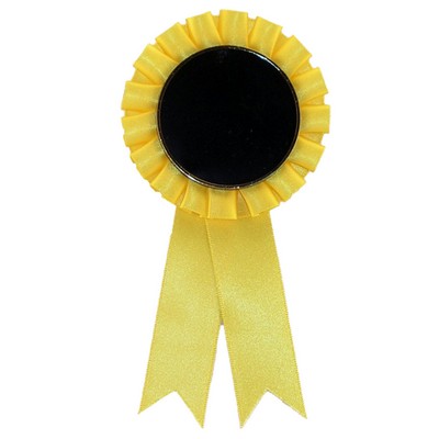 2 Fishtail Streamer Rosette Ribbon / Yellow (3"x6 1/2")