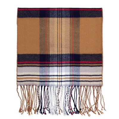 Camel Tan Bamboo Plaid Muffler Scarf