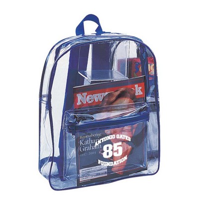 Clear PVC Backpack With Zipper Front Pocket