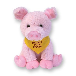 Custom Plush Sitting Pig w/Imprinted Bandana