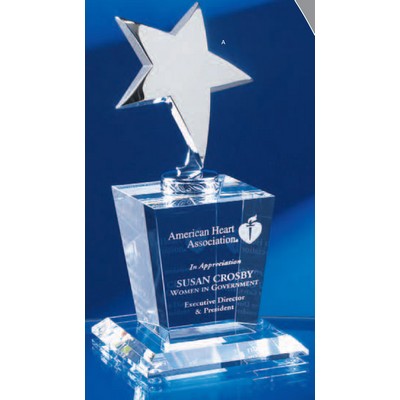 Optical Crystal Award w/Silver Star (8")