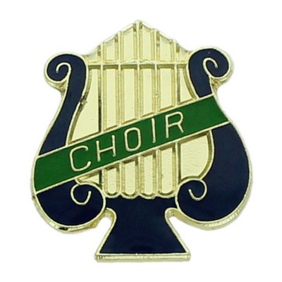 1" Music Lyre w/Choir Bar Enameled Scholastic Award Pin